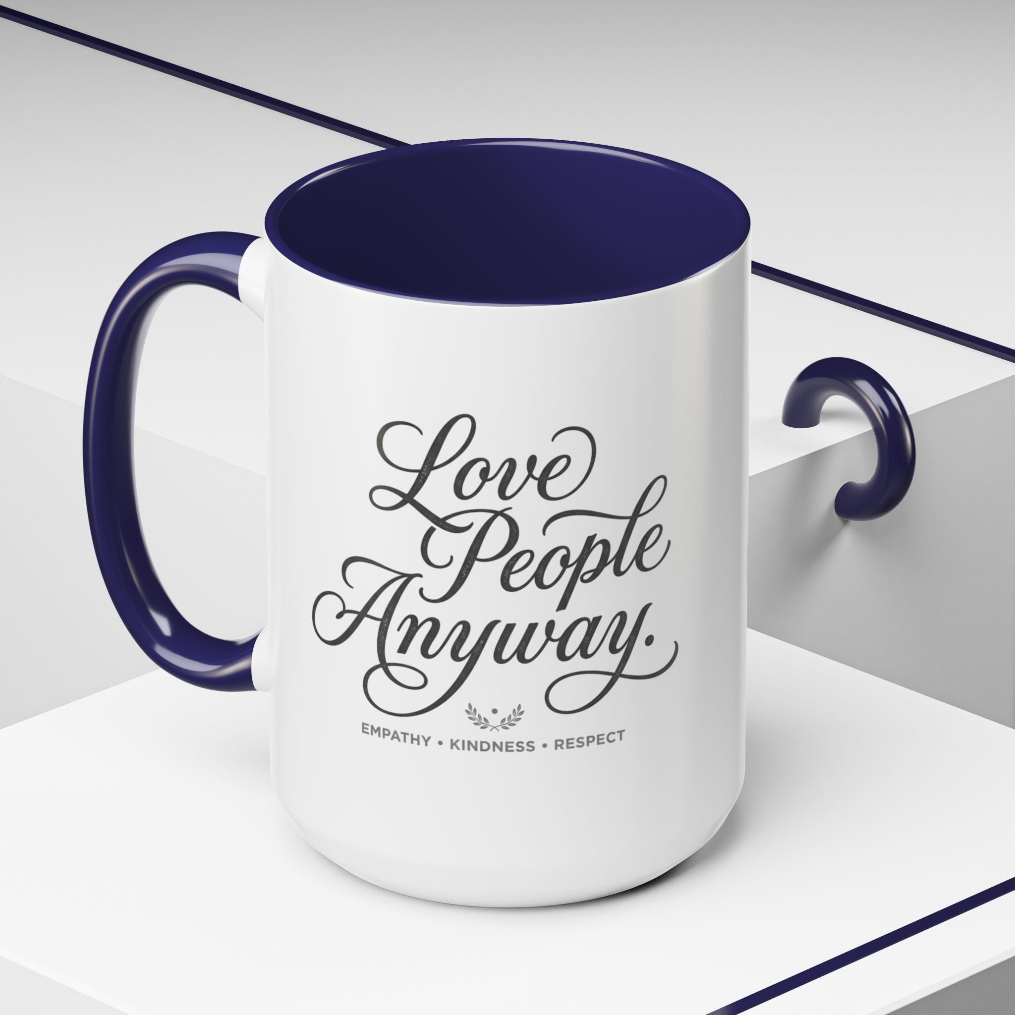 Love People Anyway Accent Coffee Mug | Inspirational Ceramic Mug | Faith Freedom Creations