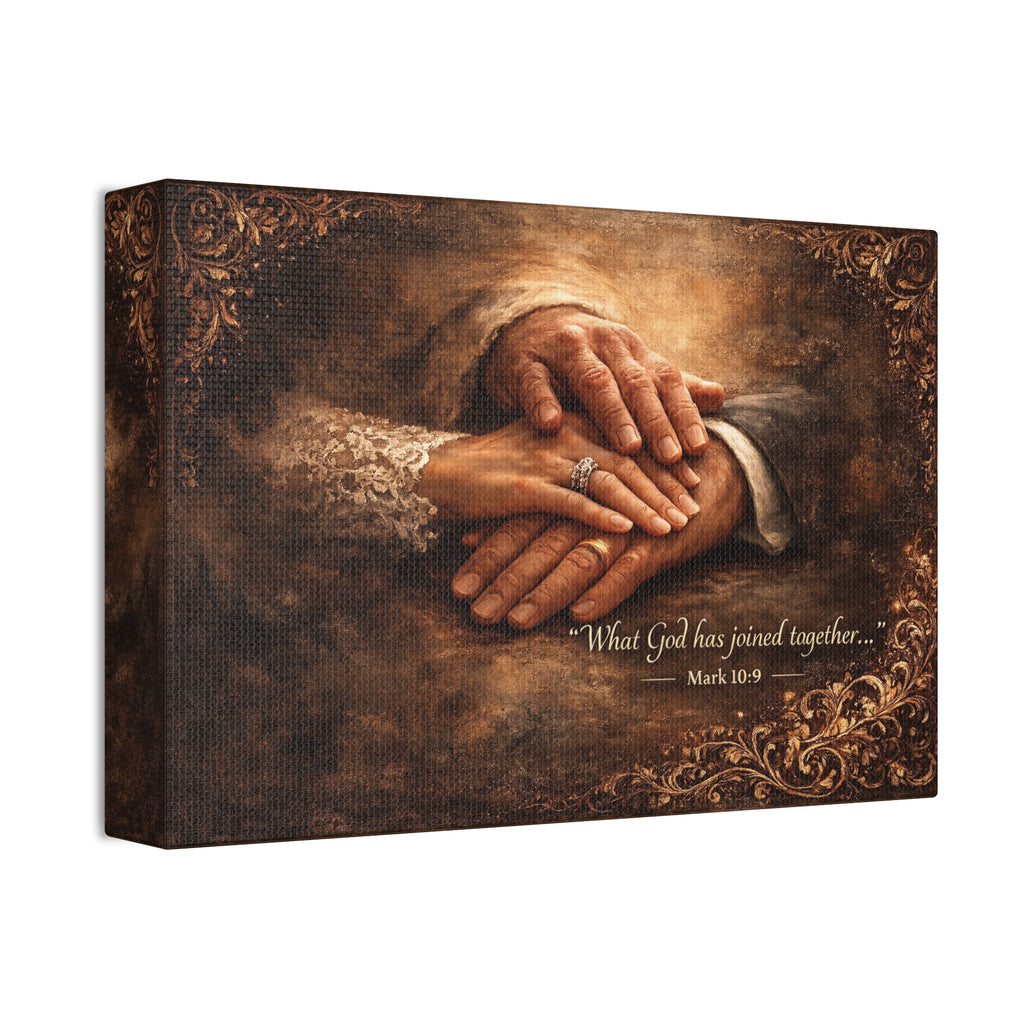 Wedding Hands Canvas Wall Art – "What God Has Joined Together" Mark 10:9
