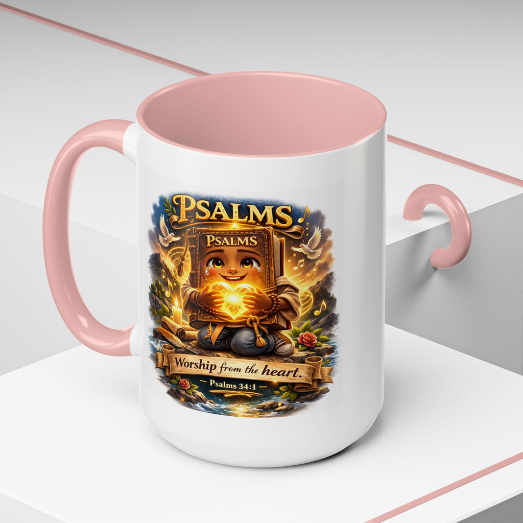 Psalms 34:1 Coffee Mug | Worship From the Heart Mug | Inspirational Christian Accent Mug