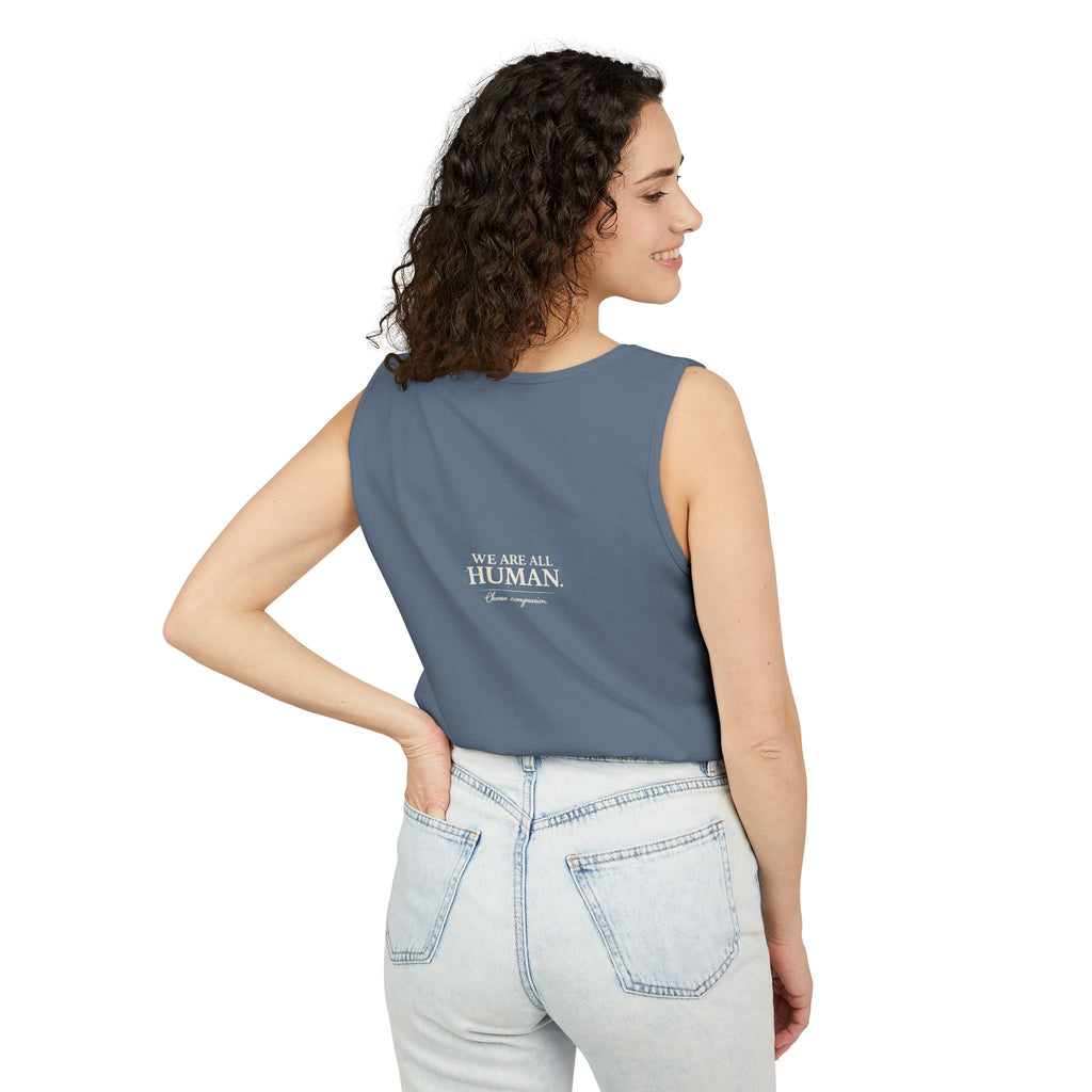 “Every Heart Beats the Same” Vintage Surf Tank Top – Garment-Dyed Coastal Unity Tank