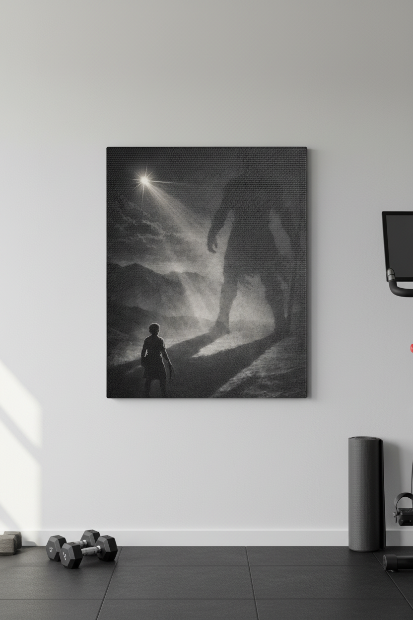 David & Goliath Canvas — “Faith Over Fear” Biblical Wall Art