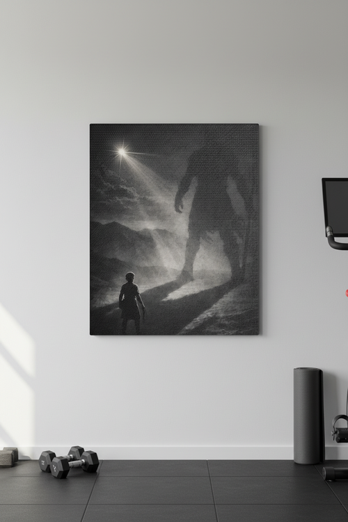 David & Goliath Canvas — “Faith Over Fear” Biblical Wall Art