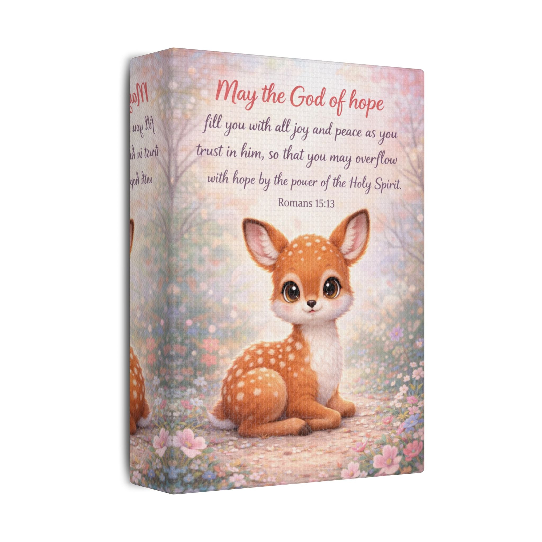 Scripture Woodland Animals – Fawn – Romans 15:13 Canvas Print