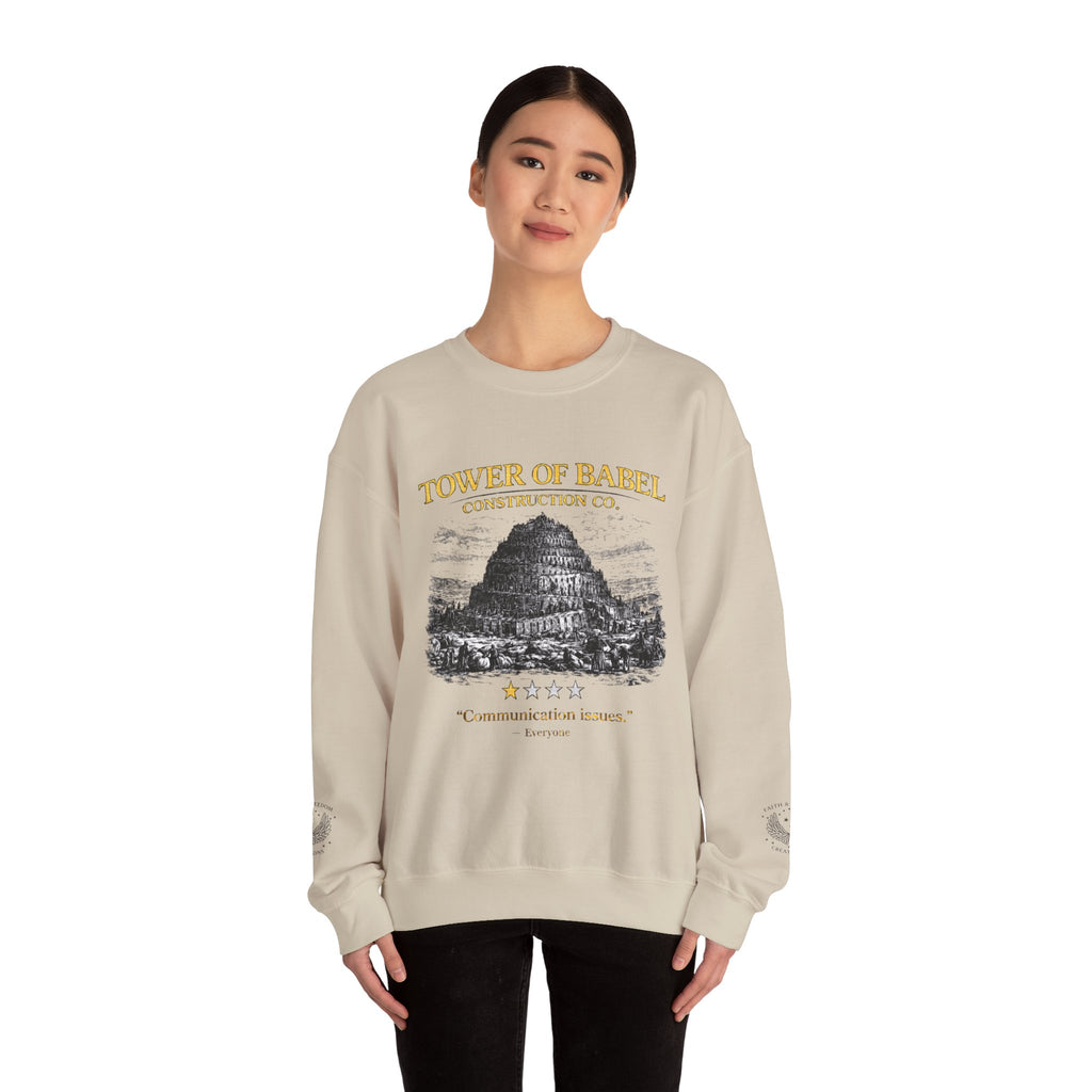 Tower of Babel – Crewneck Sweatshirt | “Review” Vintage Graphic – Five-Star Faith Series