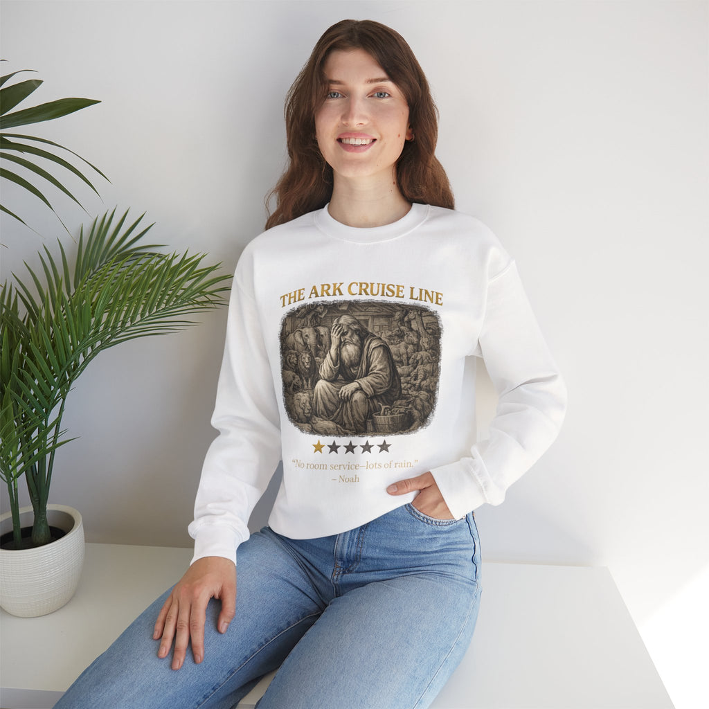 Noah – Crewneck Sweatshirt | “Ark Cruise Liner” Vintage Illustration – Five-Star Faith Series