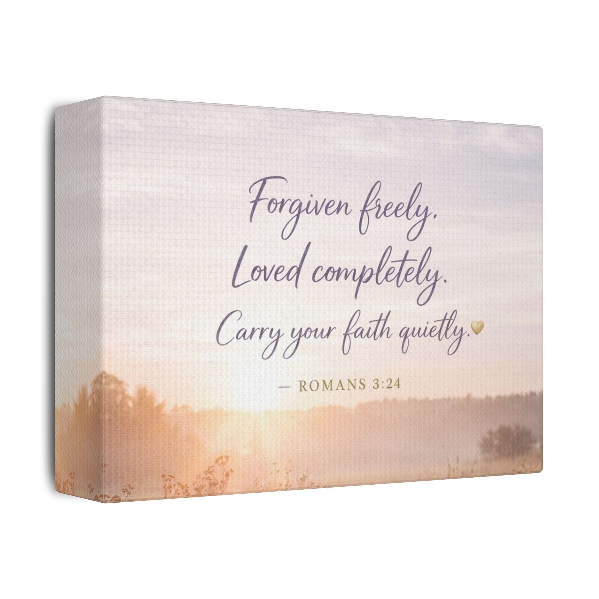 Forgiven Freely Canvas — Romans 3:24 Scripture Art