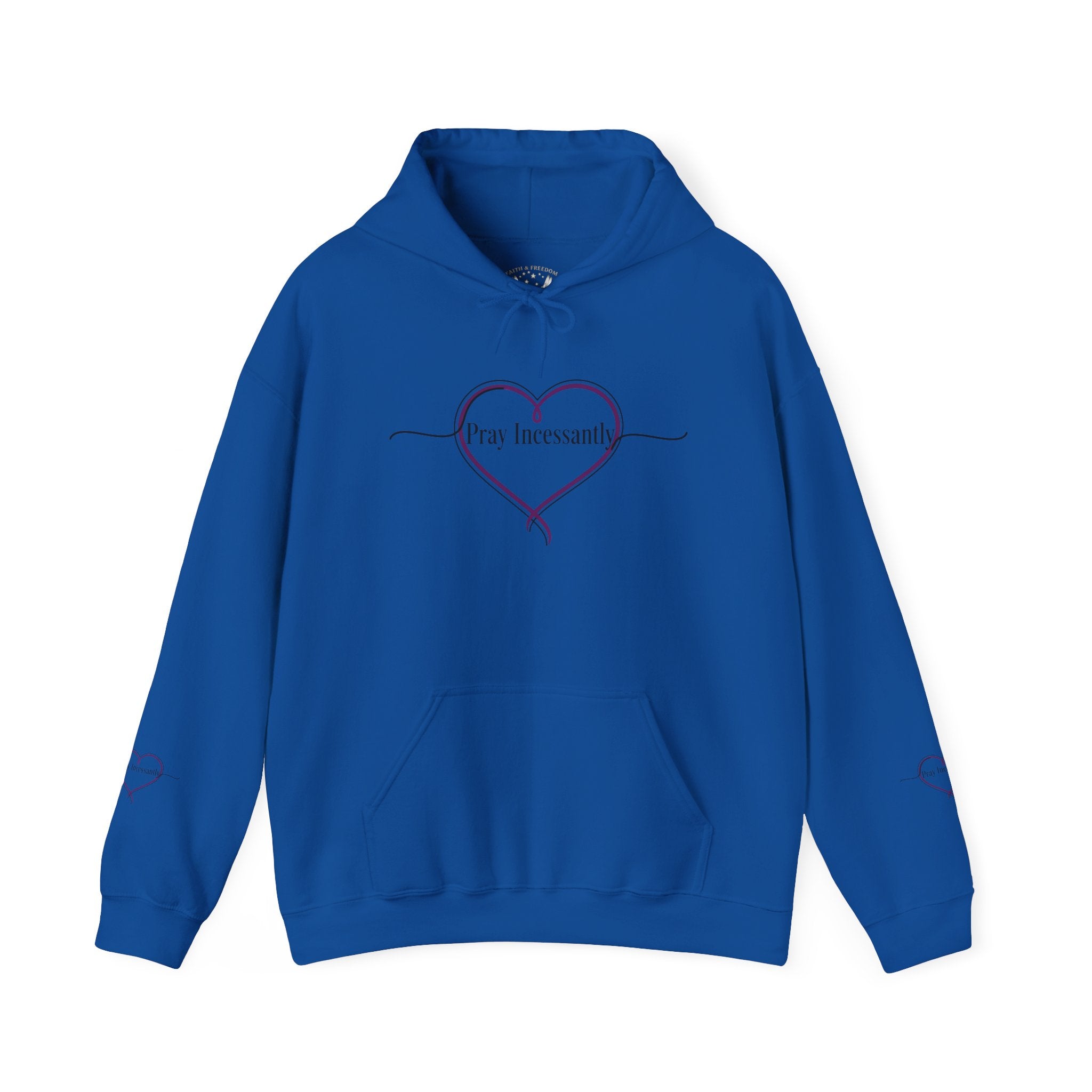 'Pray Incessantly' Heart Script Hoodie — Faith-Inspired Pullover