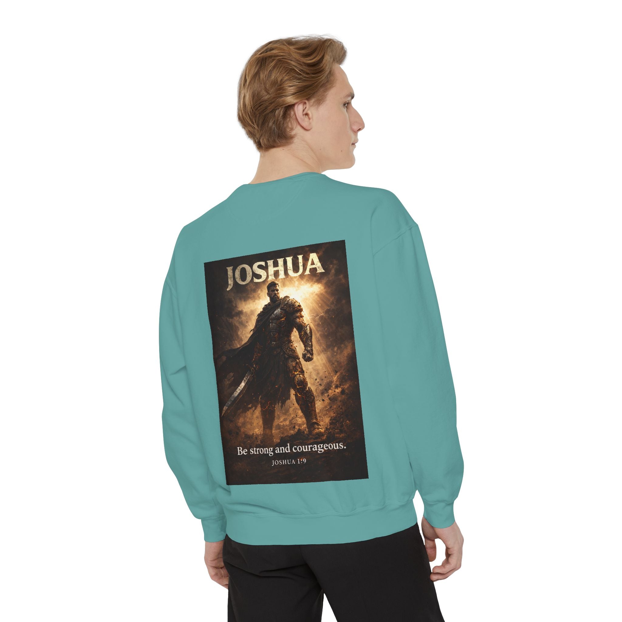 Joshua Courage Sweatshirt | Be Strong and Courageous Christian Crewneck | Inspirational Faith Apparel