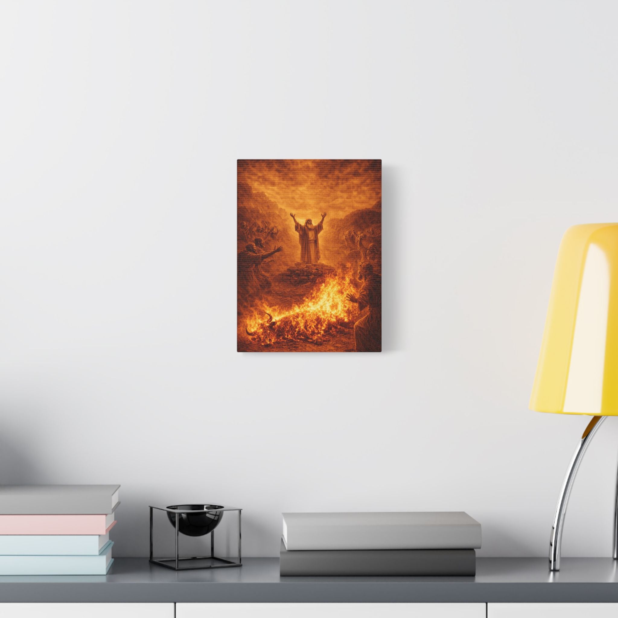 Elijah Calls Down Fire Canvas — Biblical Wall Art | Gold Revival Edition
