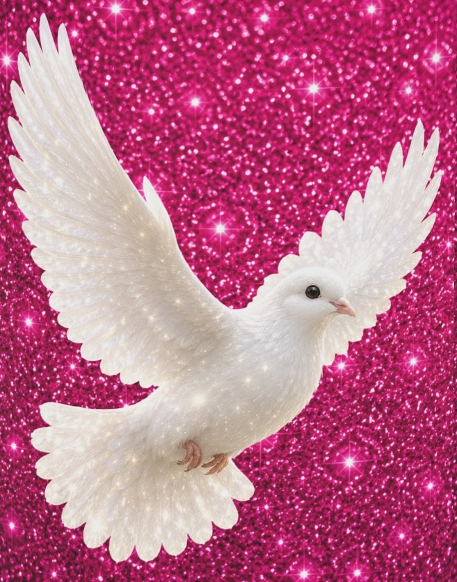 Peace Dove Heart Mug | Pink Sparkle Ceramic Coffee Mug | White Dove Christian Gift