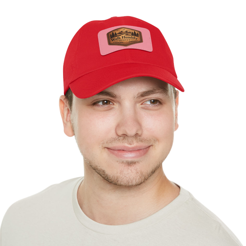 Walk Humbly Leather Patch Dad Hat | Micah 6:8 Christian Outdoor Cap | Faith Freedom Creations