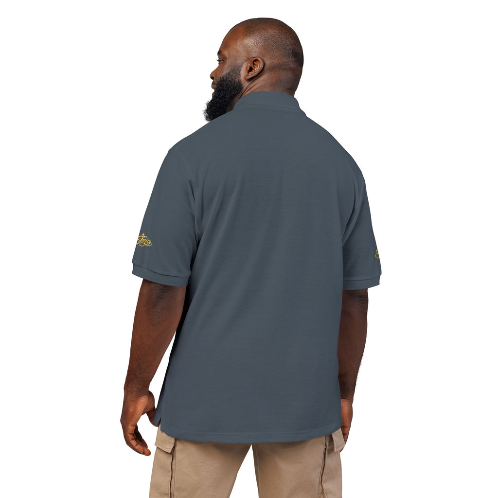 Jesus Gold Fleur Embroidered Polo – Christian Faith Collared Shirt | Elegant Unisex Church Polo