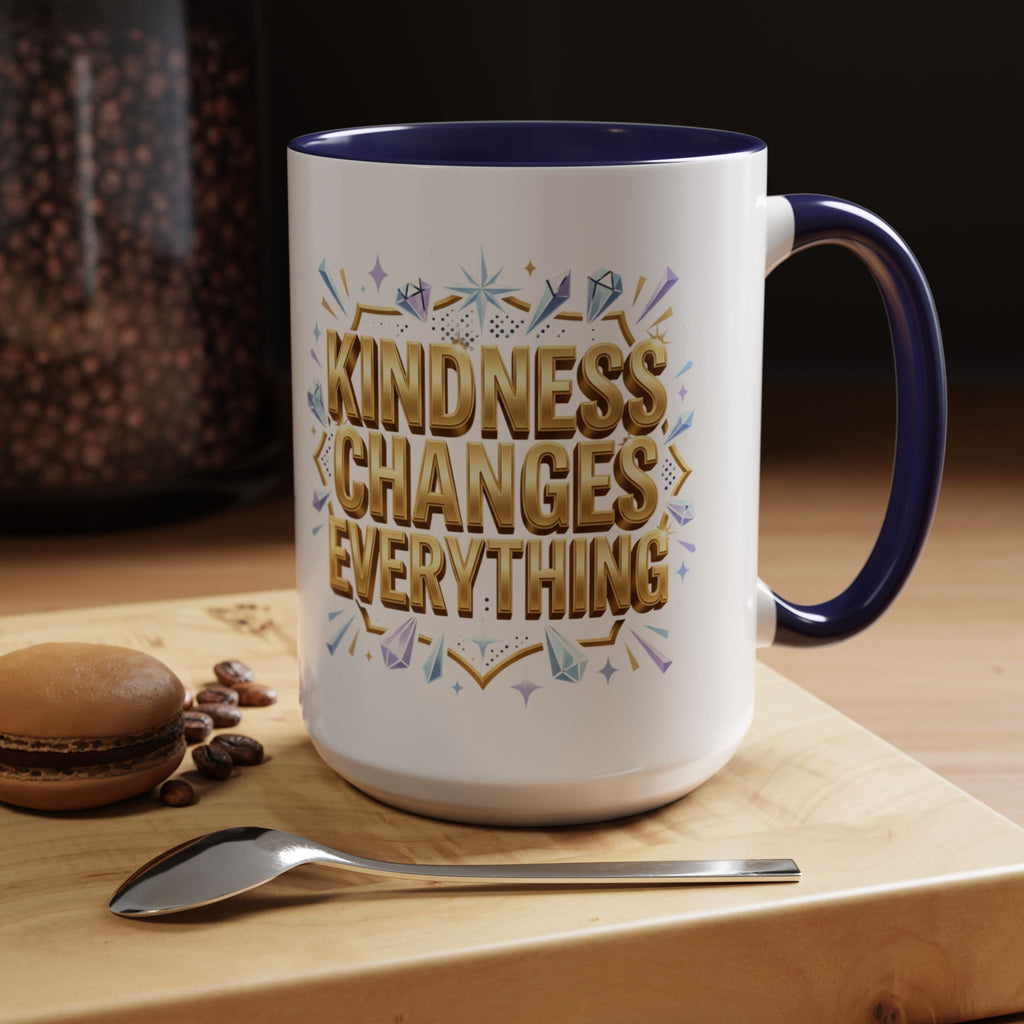 Gold-Kindness Changes Everything Coffee Mug | Inspirational Gold Script Mug | Faith Freedom Creations