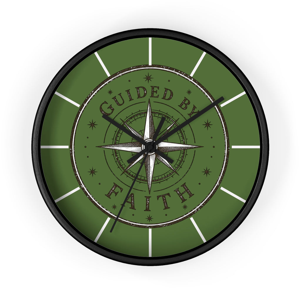 Guided by Faith Compass Wall Clock | Rustic Christian Clock | Inspirational Faith Home Decor