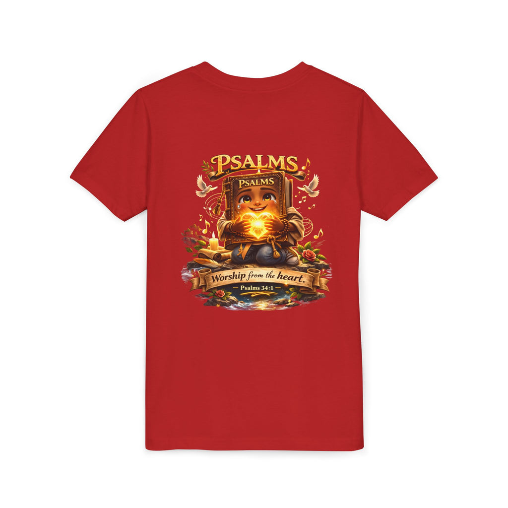 Praise Him Psalms 34:1 Youth T-Shirt | Christian Kids Faith Tee | Inspirational Youth Apparel