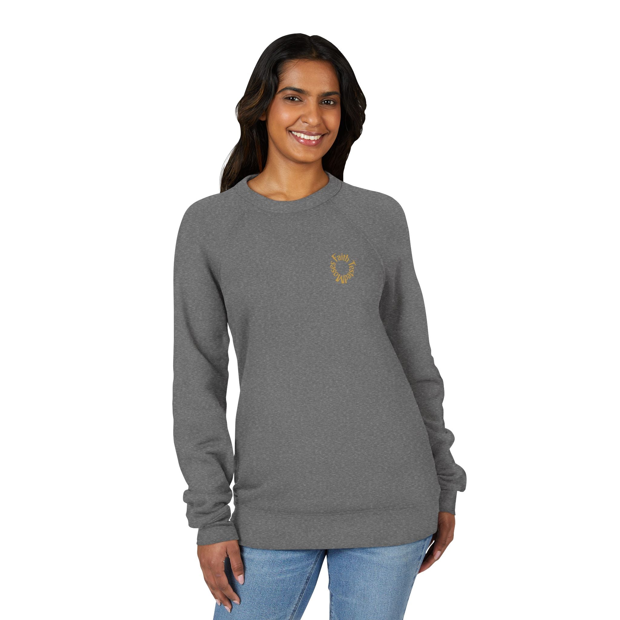 Moses Five-Star Faith Series – Raglan Sweatshirt | “Staff Worked. Sea Moved.” Faith Graphic