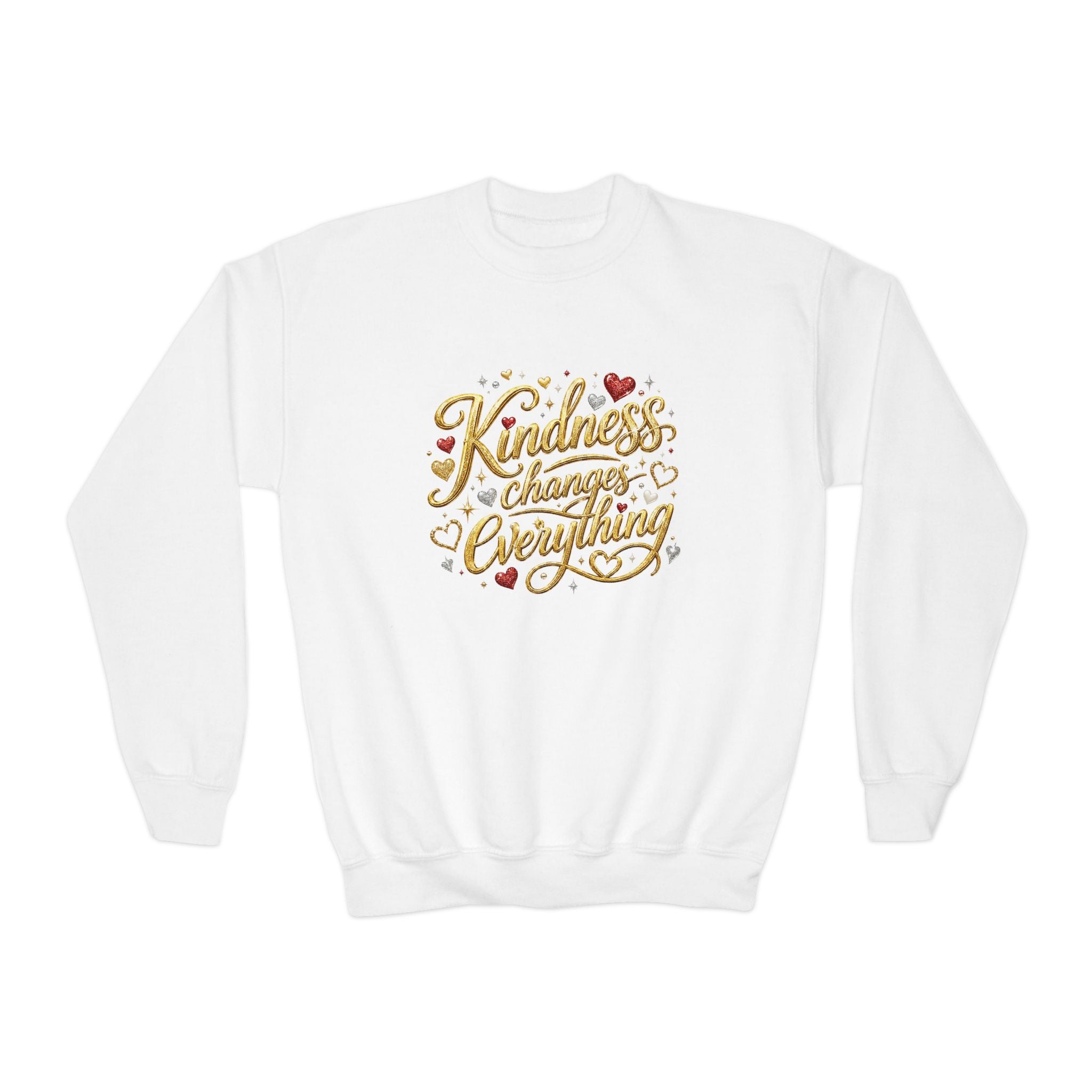 Kindness Changes Everything Youth Crewneck Sweatshirt – Inspirational Kids Pullove