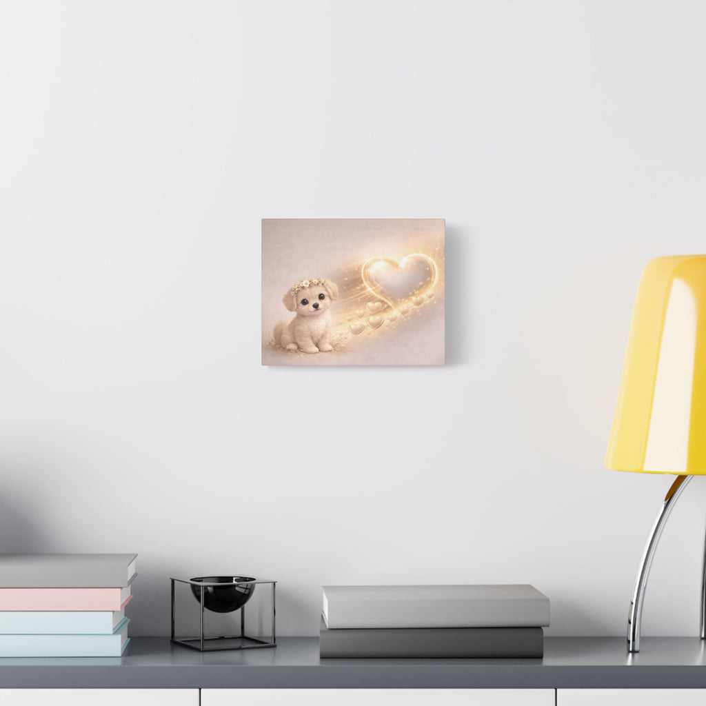 Cute Puppy Canvas — Glowing Heart Nursery Wall Art | Baby Room Decor