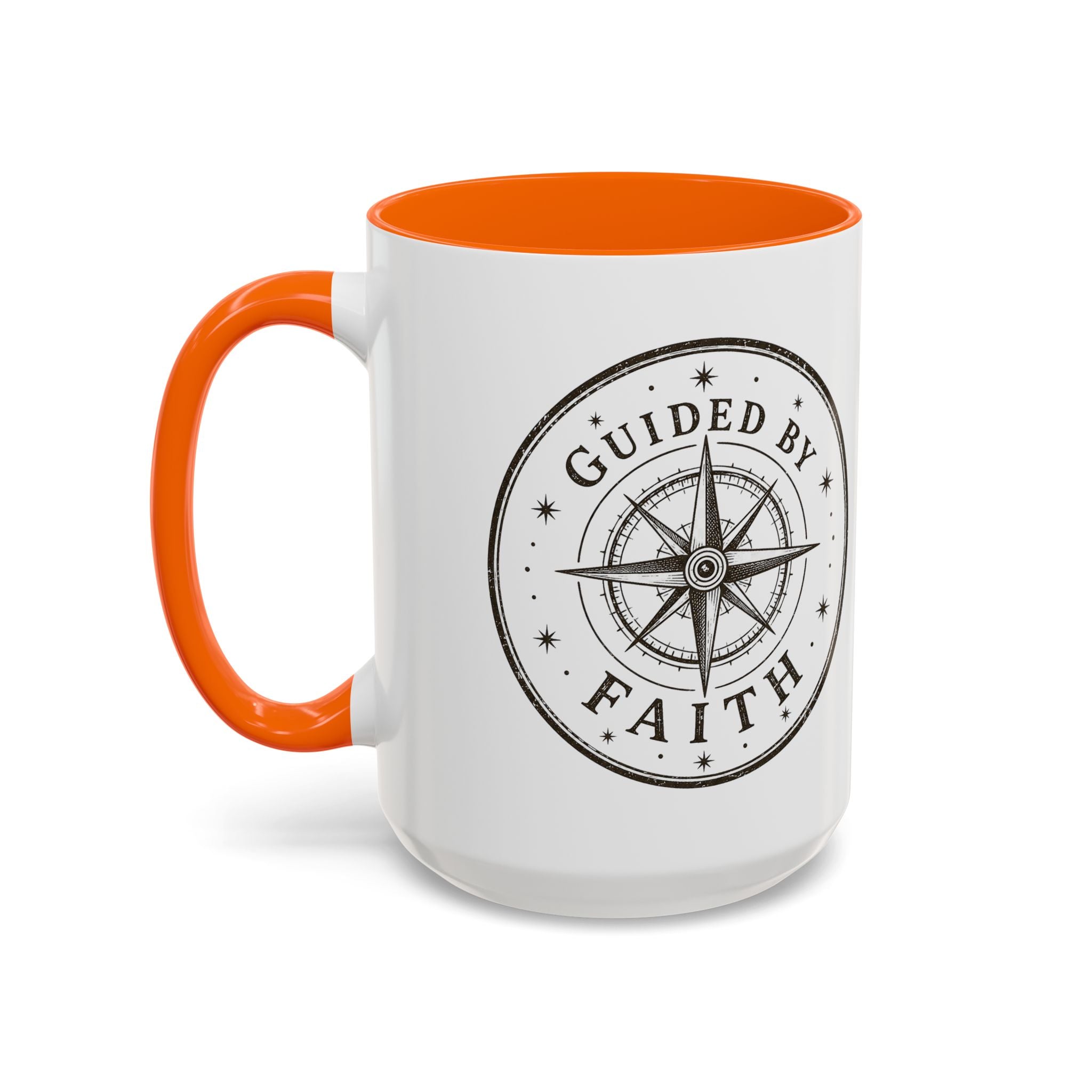 Guided by Faith Compass Coffee Mug | Inspirational Christian Accent Mug | Faith Freedom Creations