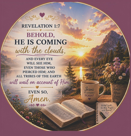 Inspirational Christian memorial garden flag featuring a glowing pathway, peaceful bench, and comforting “He Will Wipe Away Every Tear” scripture artwork in warm sunset tones.