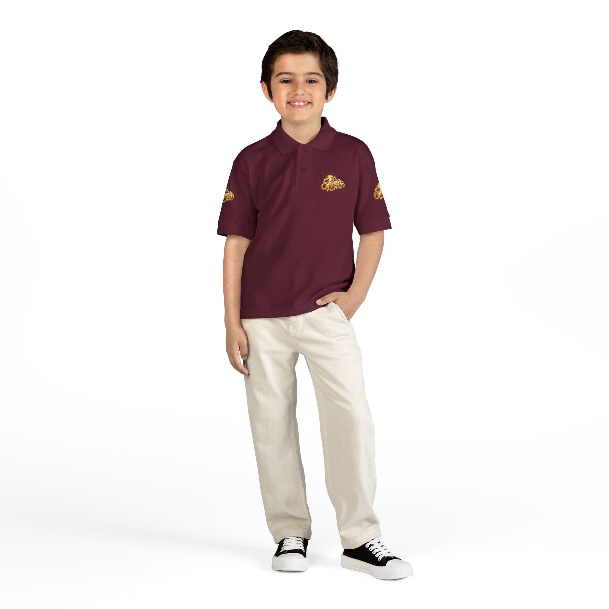 Kids Jesus Gold Nugget Polo – Youth Christian Faith Shirt | Church & Dress Casual Polo
