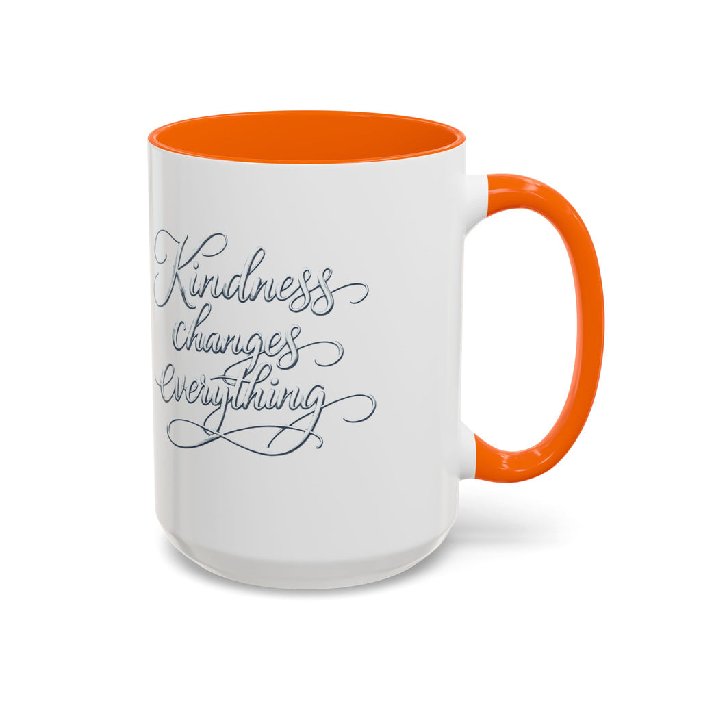 Silver-Kindness Changes Everything Accent Coffee Mug | Inspirational Ceramic Mug | Faith Freedom Creations