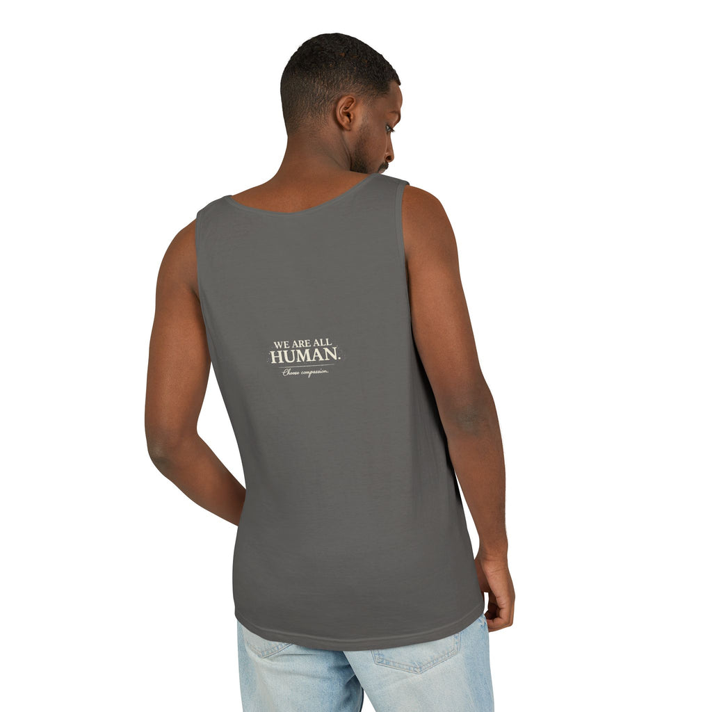 “Every Heart Beats the Same” Vintage Surf Tank Top – Garment-Dyed Coastal Unity Tank