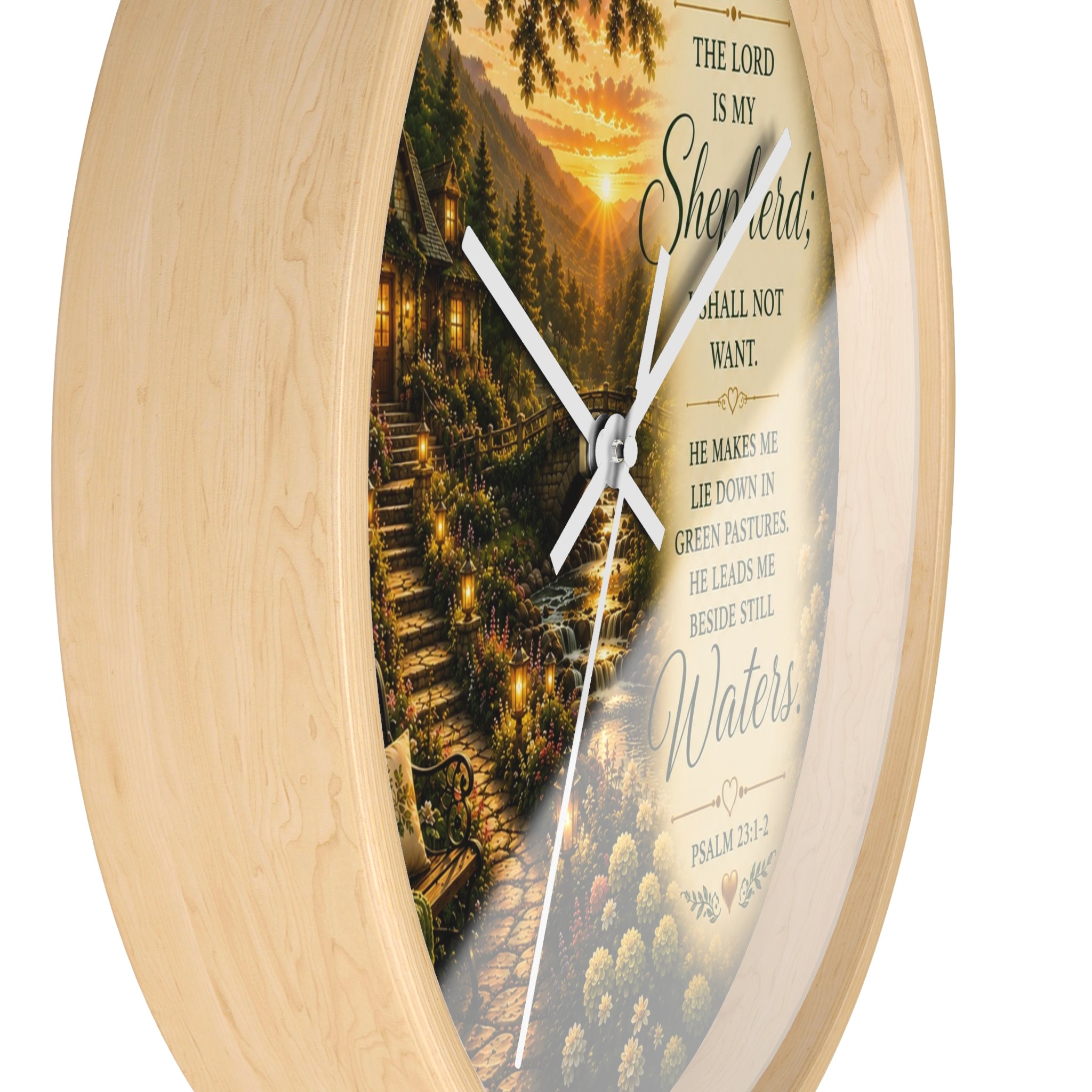 Psalm 23 Wall Clock | The Lord Is My Shepherd Christian Clock | Inspirational Faith Decor