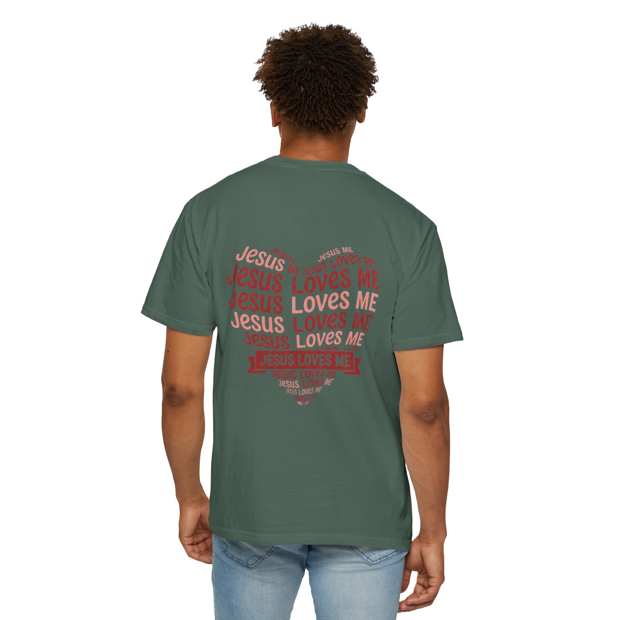 Jesus Loves Me Heart Garment-Dyed T-Shirt – Christian Faith Tee | Vintage Style Inspirational Shirt