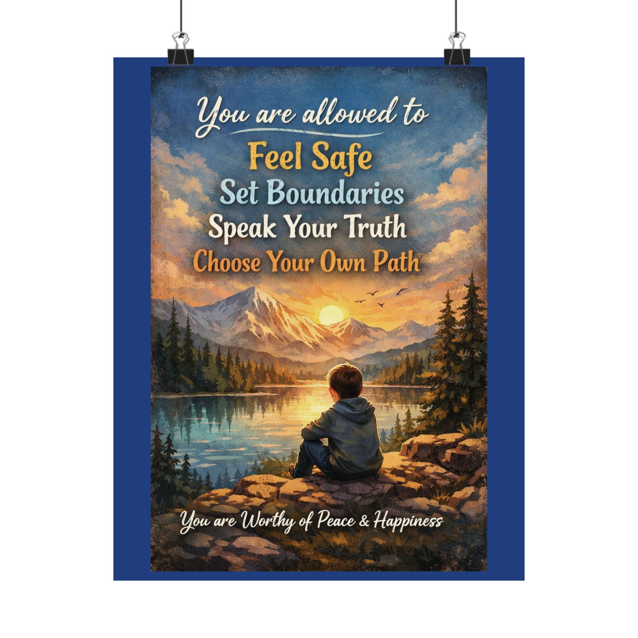 You Are Allowed to Feel Safe – Inspirational Matte Poster | Calming Wall Art
