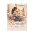 Draw Near to God Plush Blanket – James 4:8 Christian Throw | Prayerful Velveteen Cozy Blanket