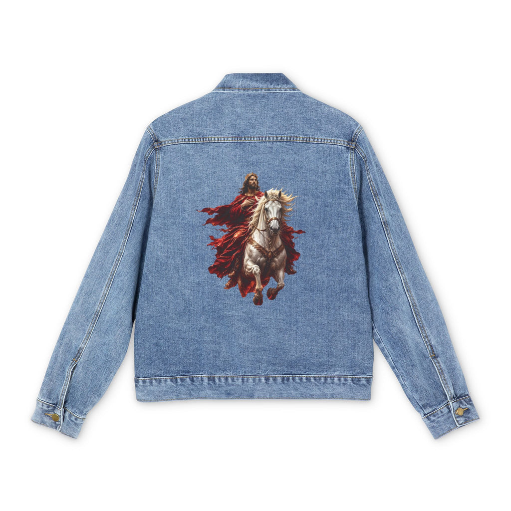 Denim Jacket — Vintage Jesus on Horseback Back Artwork