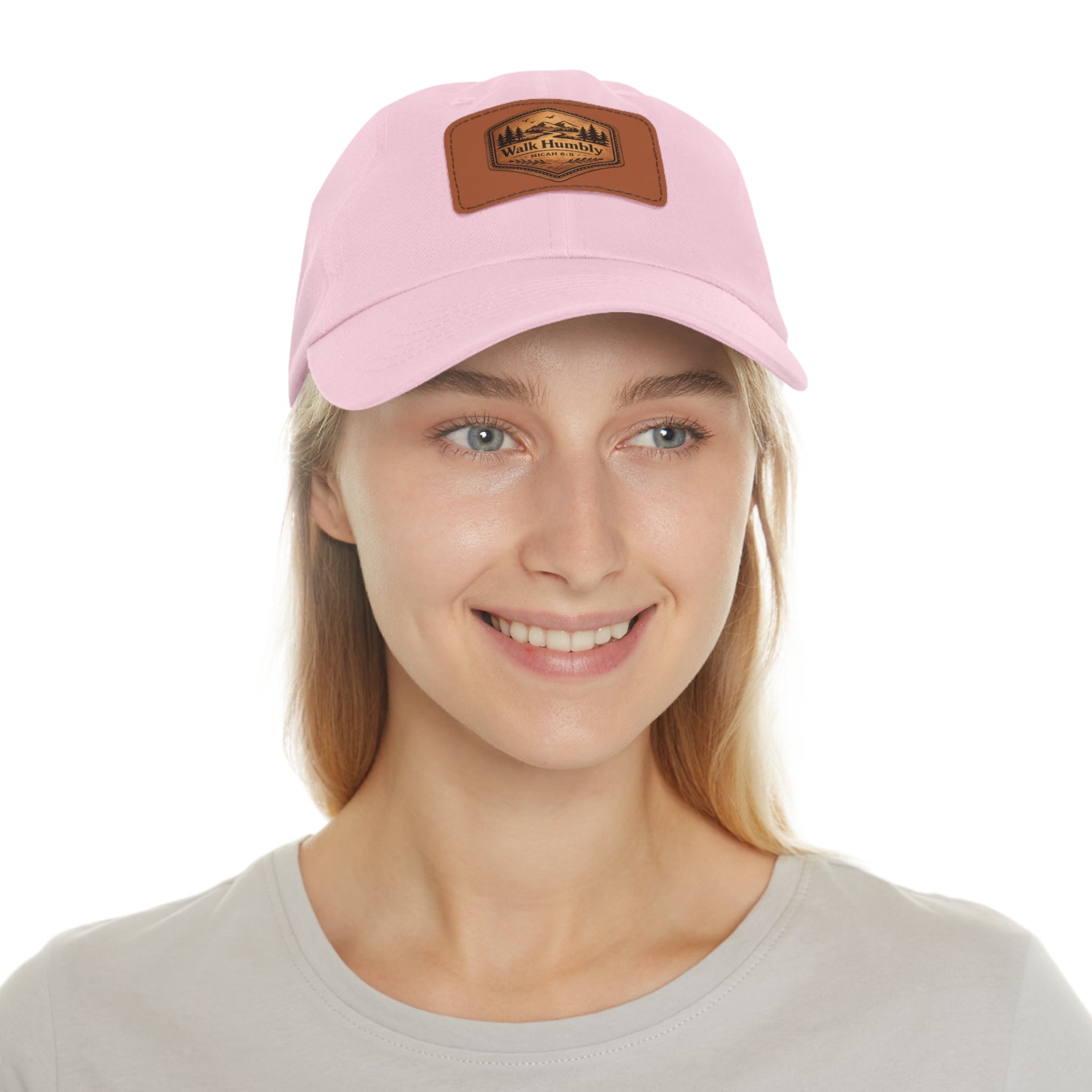 Walk Humbly Leather Patch Dad Hat | Micah 6:8 Christian Outdoor Cap | Faith Freedom Creations