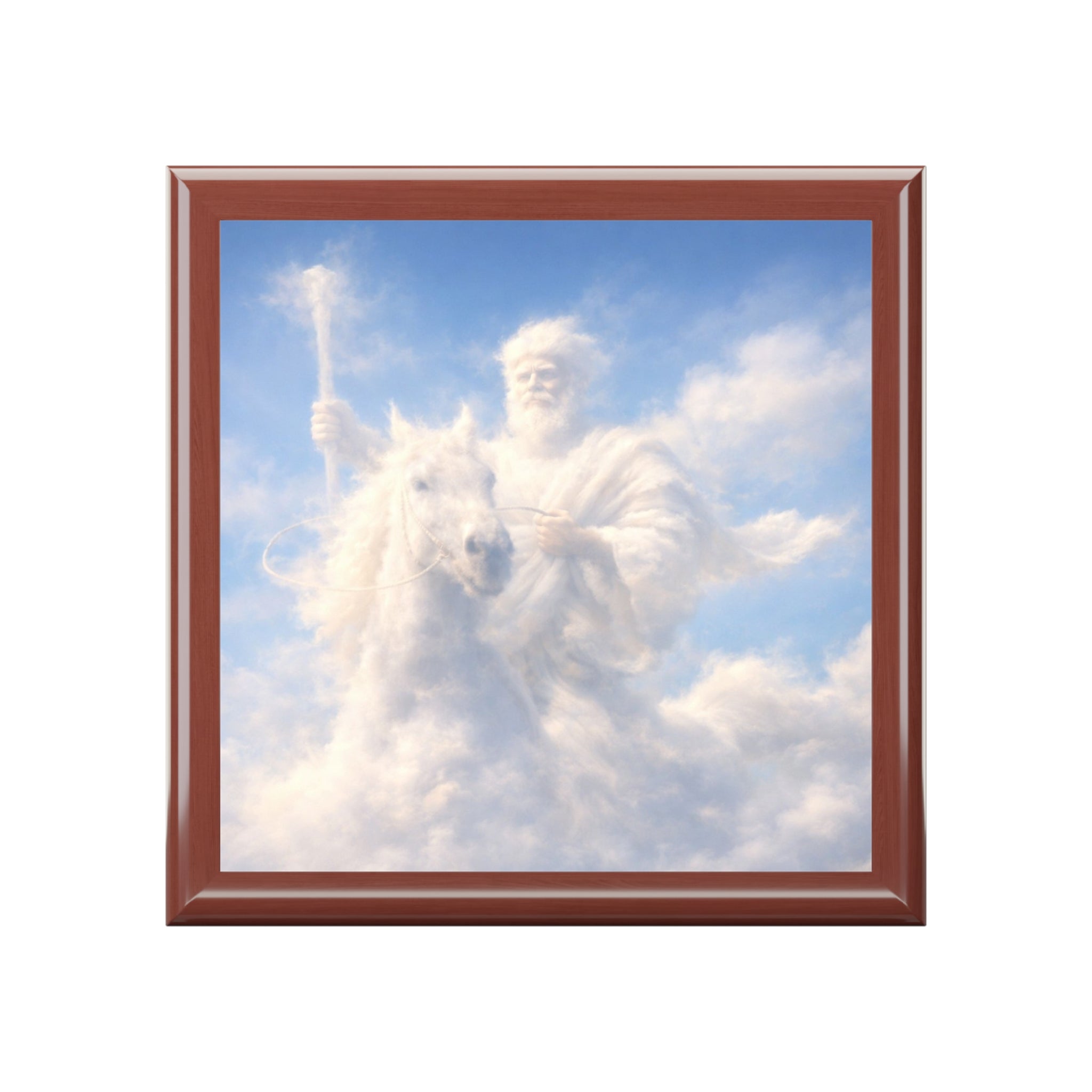 King of Kings - White Horse Jewelry Box with Heavenly Clouds