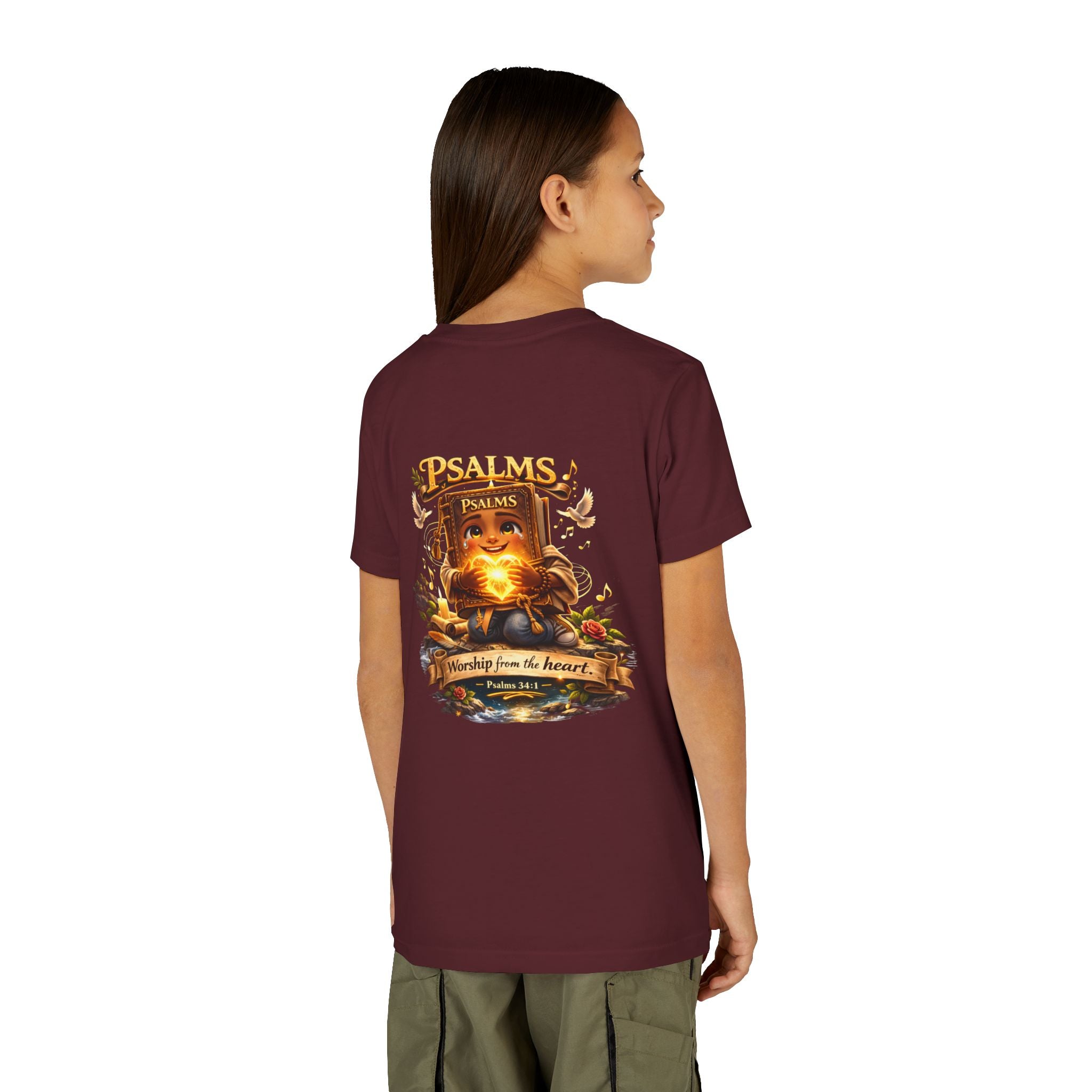 Praise Him Psalms 34:1 Youth T-Shirt | Christian Kids Faith Tee | Inspirational Youth Apparel