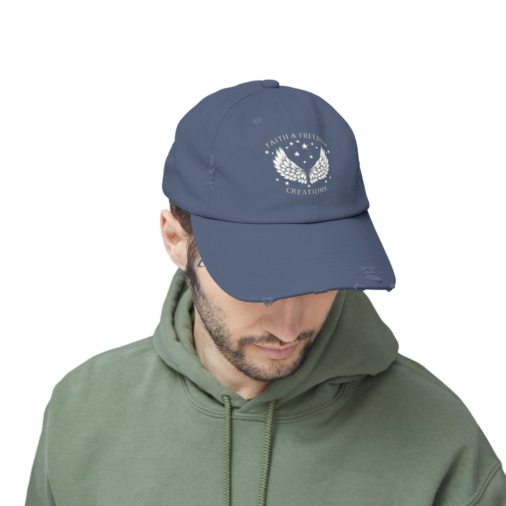 Faith & Freedom – Distressed Cap | Silver Wings Vintage Hat