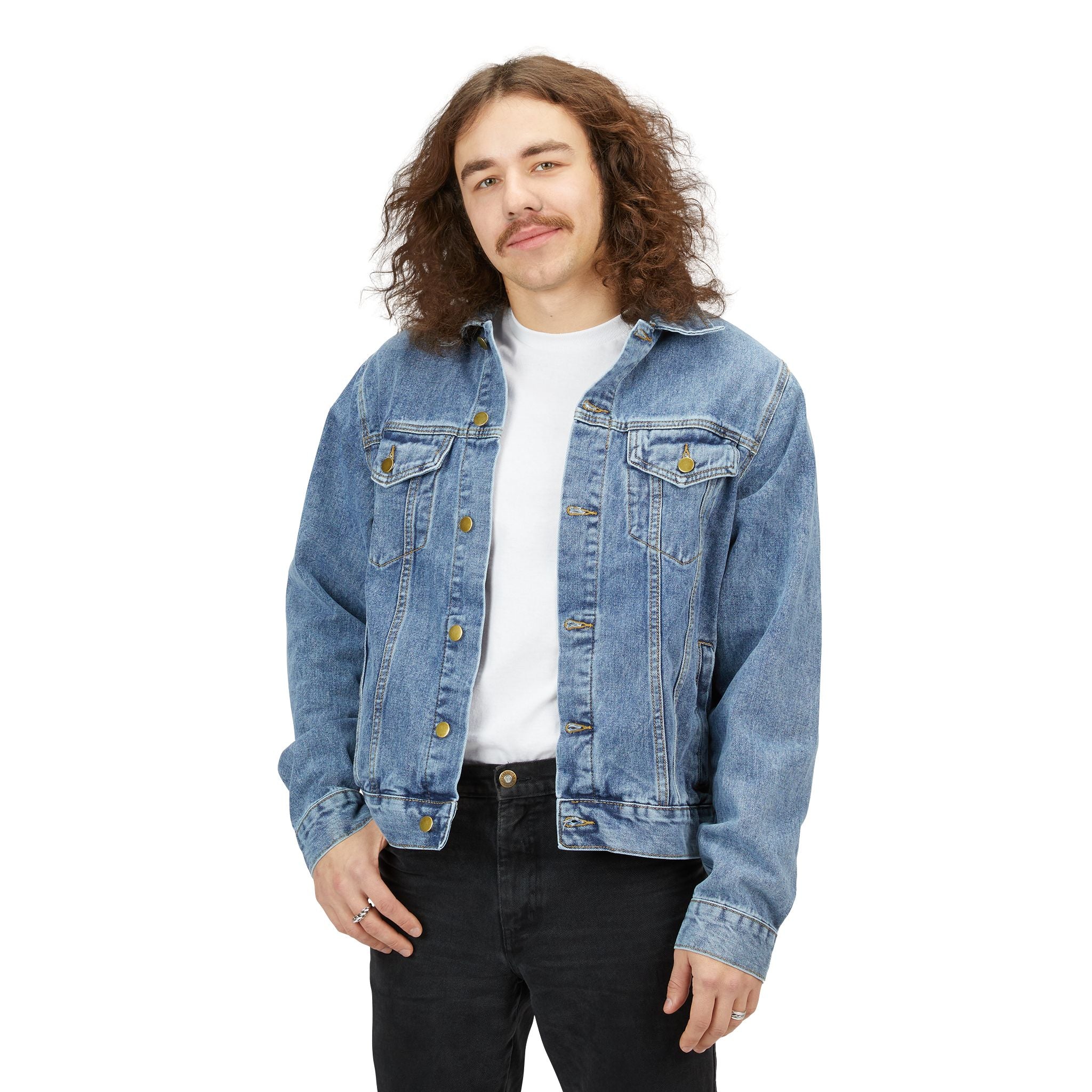 Embroidered Compass Denim Jacket — "Guided by Faith" Trucker Jacket