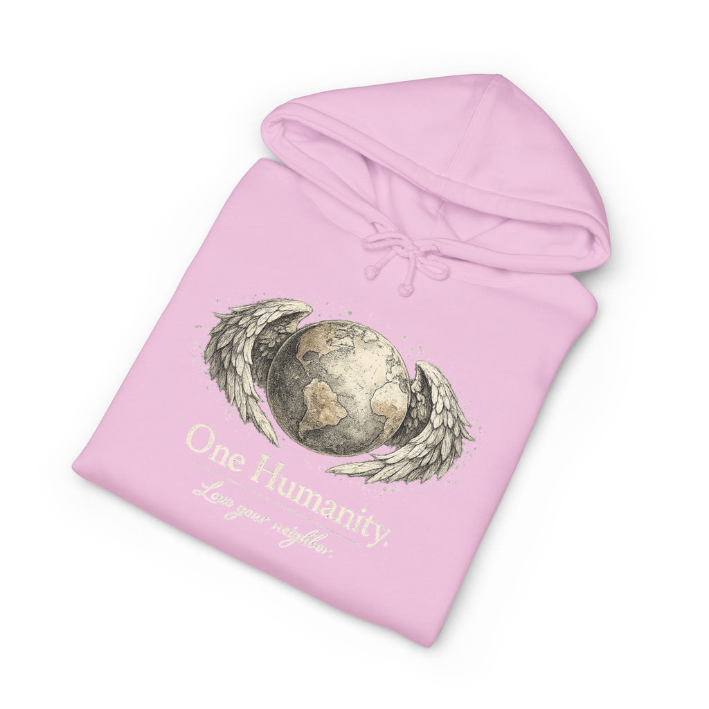 “One Humanity” Hoodie – “Love Your Neighbor” Earth & Wings Graphic Sweatshirt