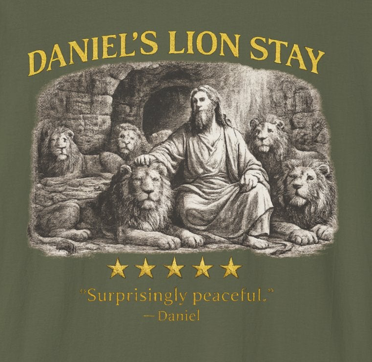 Daniel – T-Shirt | “Lion Stay” Vintage Statue Graphic – Five-Star Faith Series