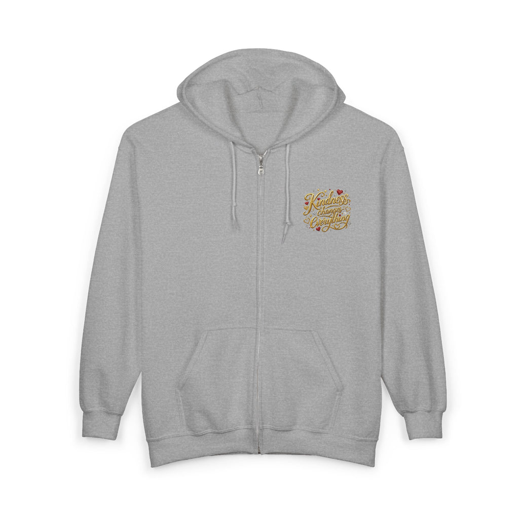Kindness Changes Everything Zip Hoodie – Inspirational Graphic Full-Zip Sweatshirt