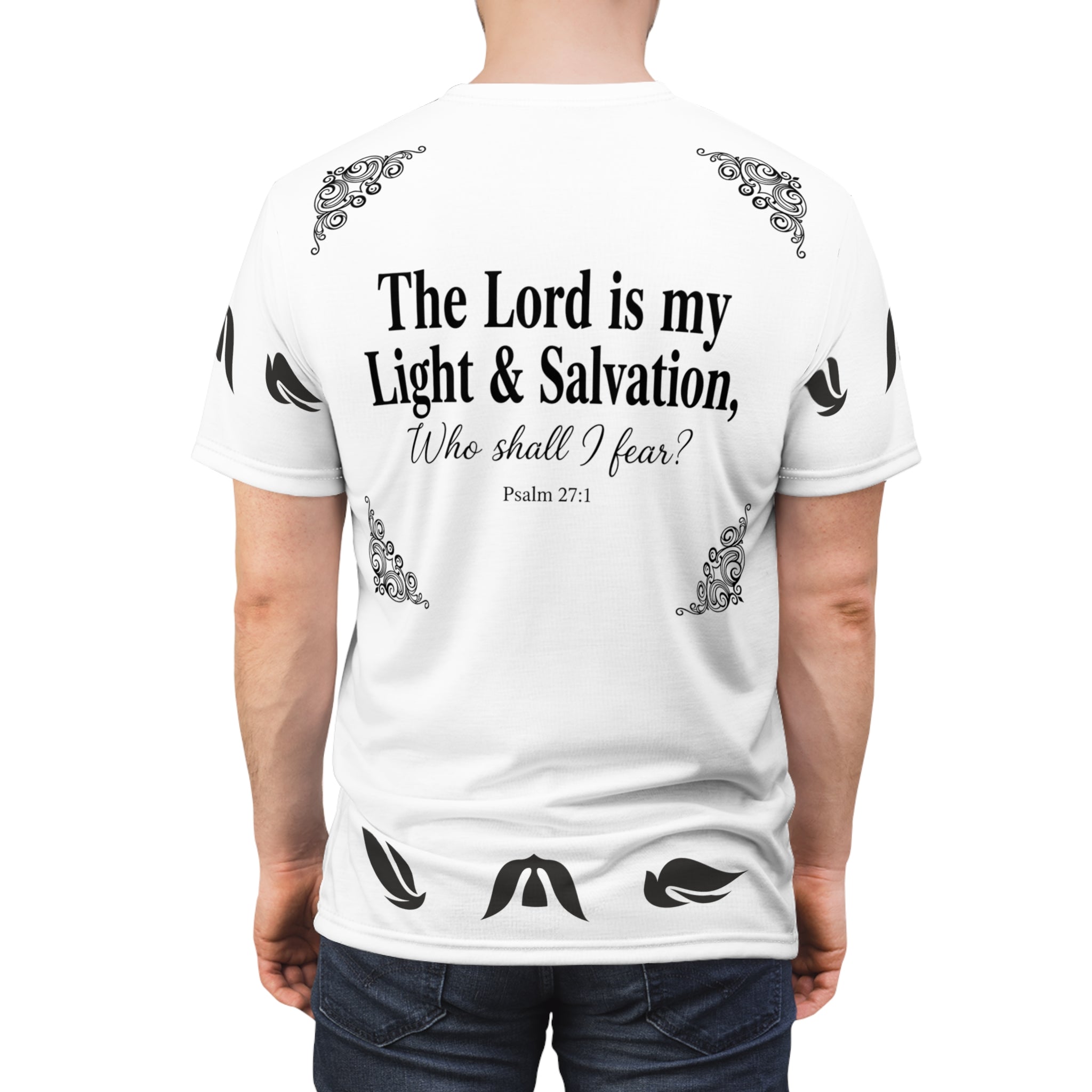 Psalm 27:1 Dove Graphic T-Shirt – “The Lord is My Light & Salvation” Christian Bible Verse Tee