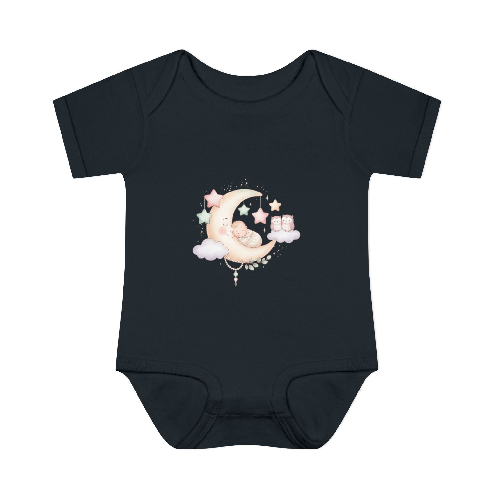 Pastel Moon & Stars Baby Bodysuit – Sleepy Moon Newborn Onesie | Cozy Baby Outfit