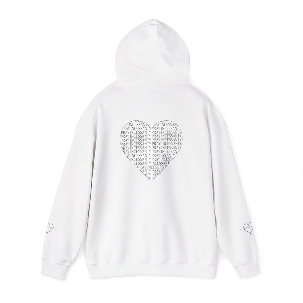 'Pray Incessantly' Heart Script Hoodie — Faith-Inspired Pullover
