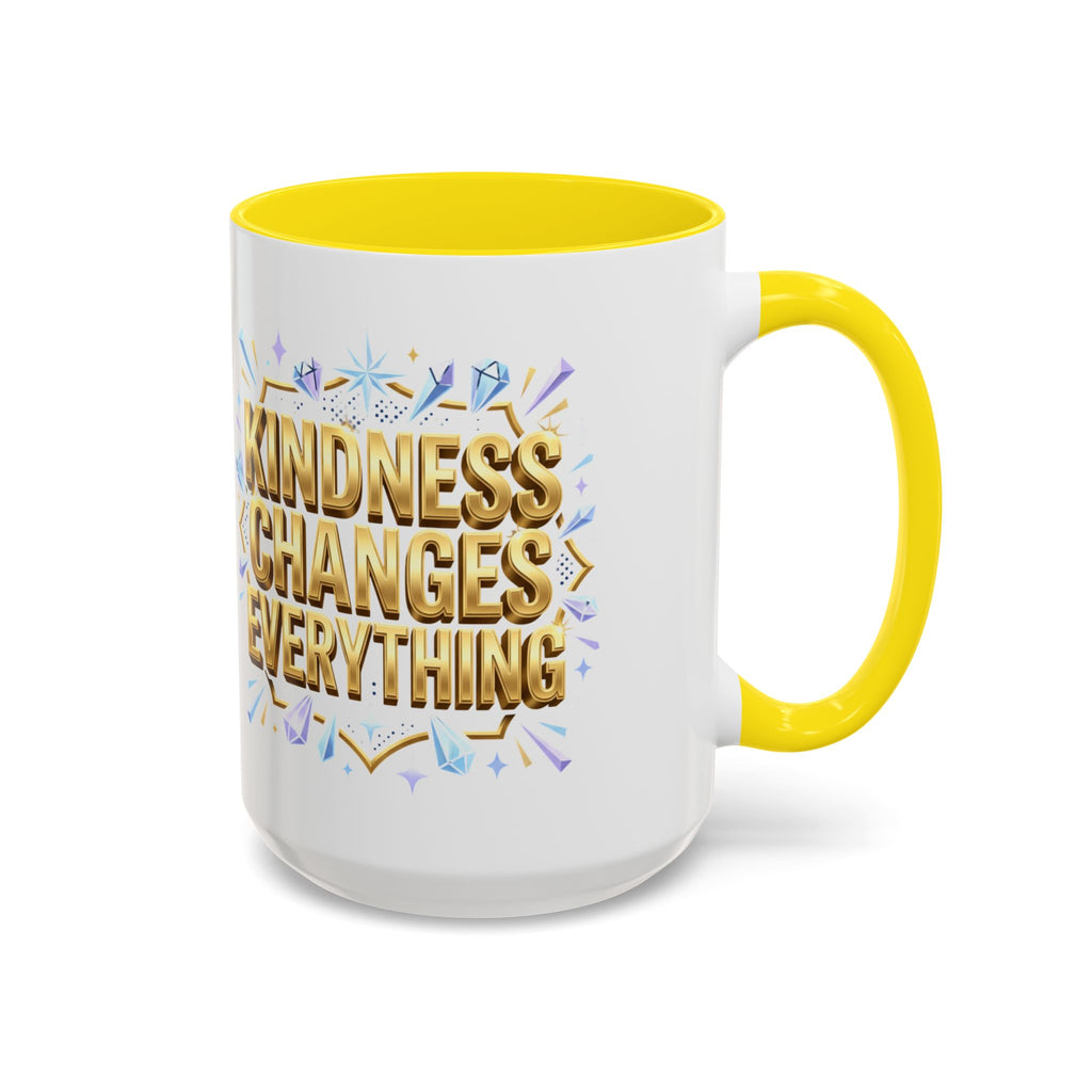 Gold-Kindness Changes Everything Coffee Mug | Inspirational Gold Script Mug | Faith Freedom Creations