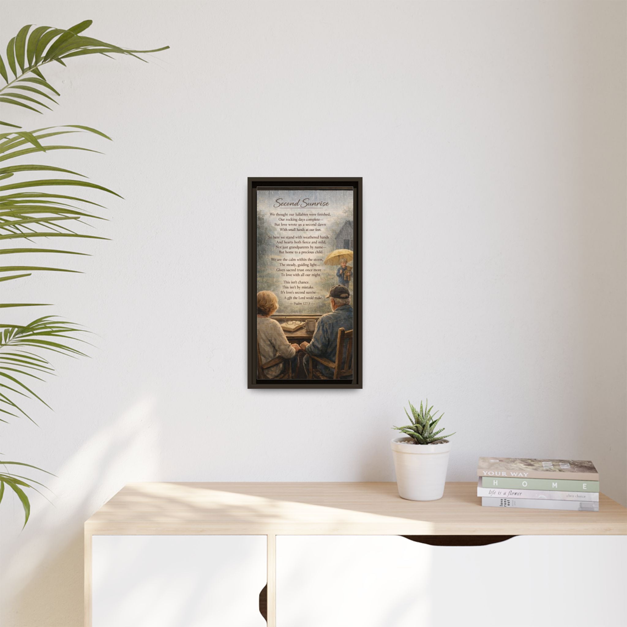 Second Sunrise Framed Canvas Wall Art | Personalized Grandparents Poem | Faith & Family Keepsake