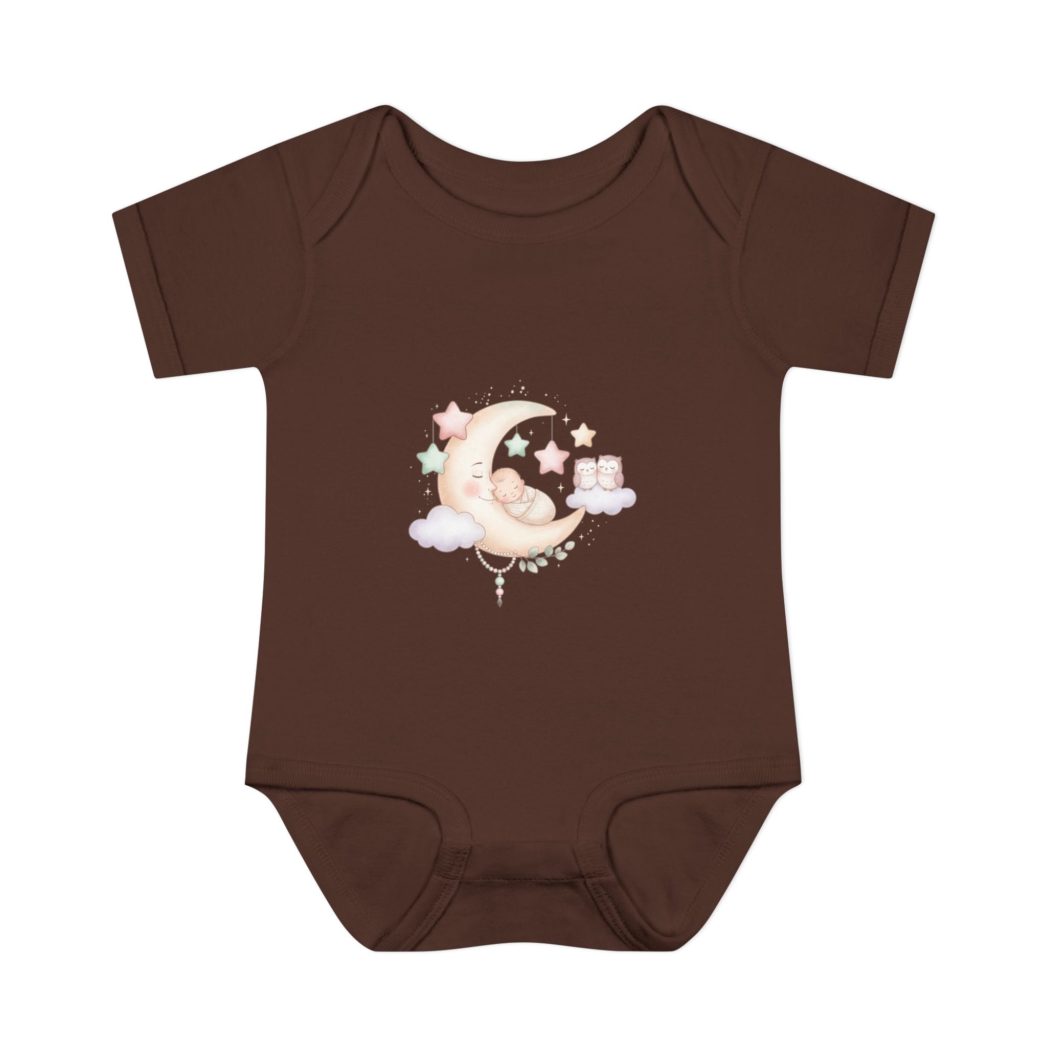 Pastel Moon & Stars Baby Bodysuit – Sleepy Moon Newborn Onesie | Cozy Baby Outfit