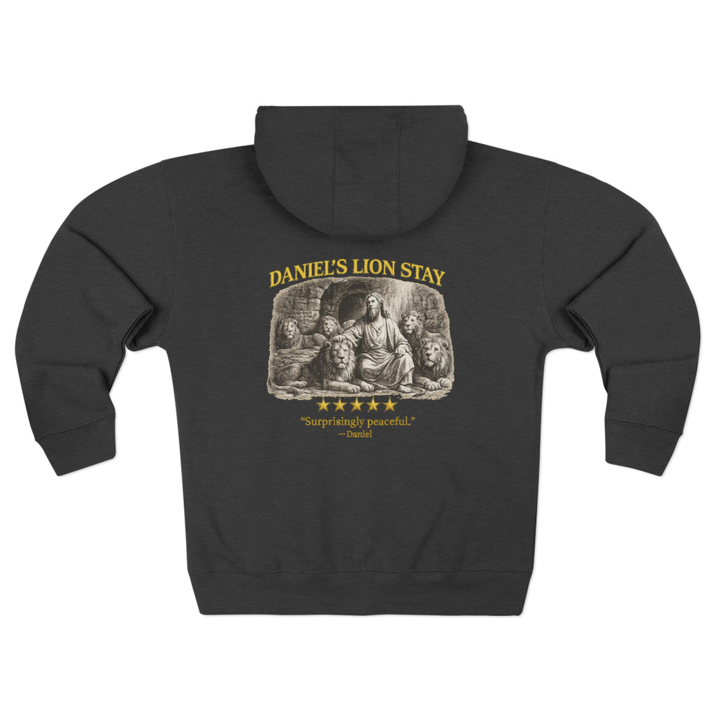 Vintage Lion Statue Zip Hoodie – “Surprising Daniel Lion Den Review” Christian Graphic Hoodie