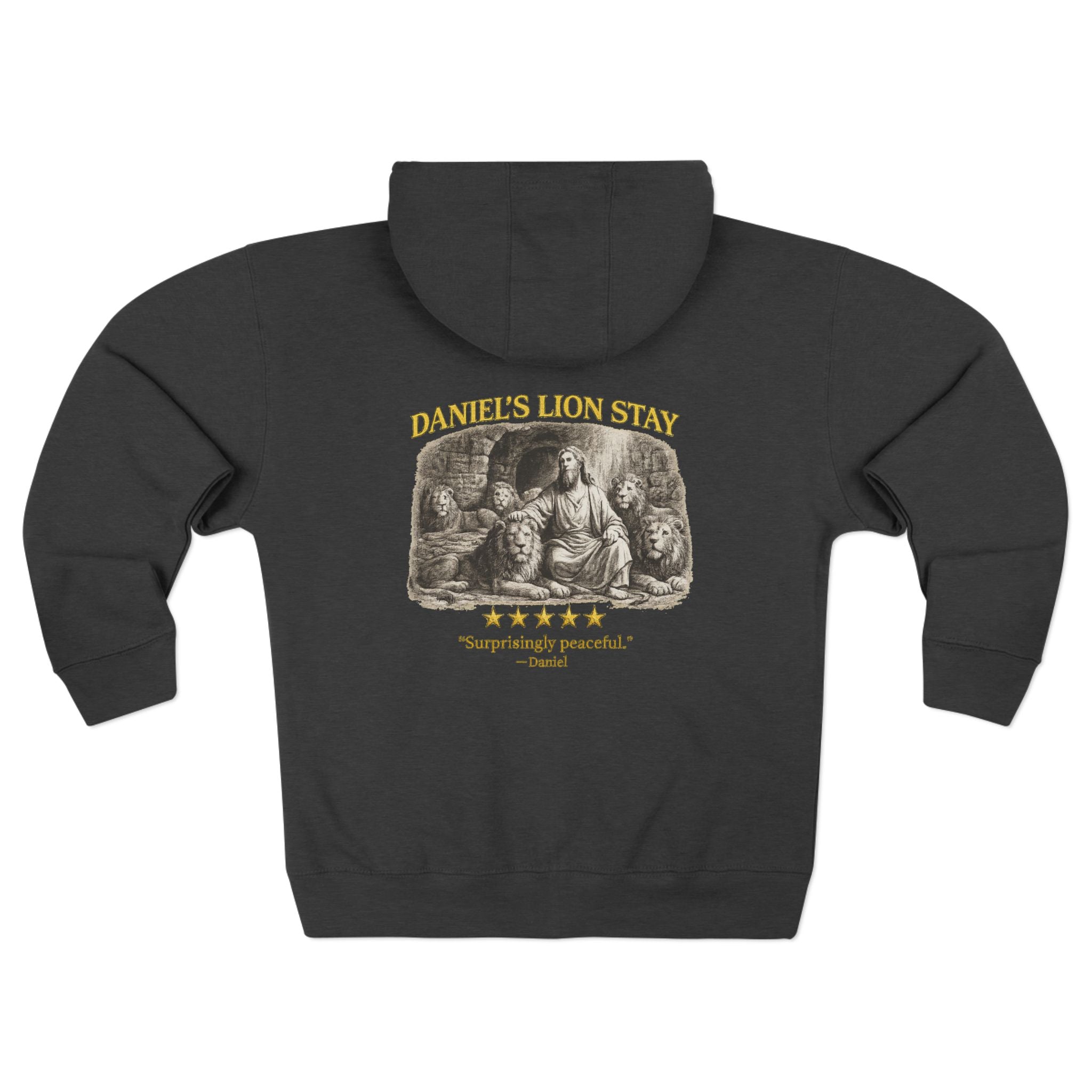 Vintage Lion Statue Zip Hoodie – “Surprising Daniel Lion Den Review” Christian Graphic Hoodie