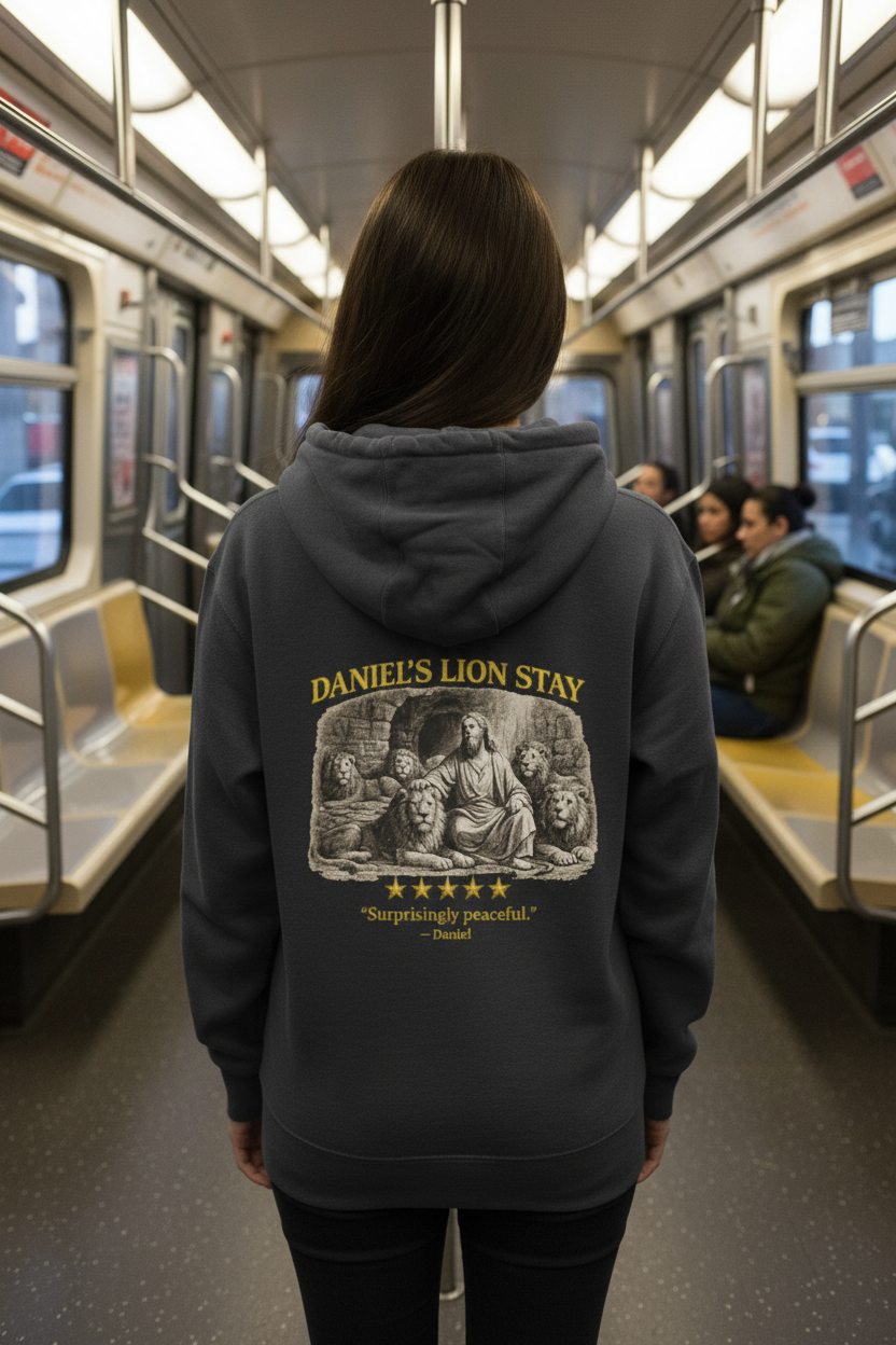 Vintage Lion Statue Zip Hoodie – “Surprising Daniel Lion Den Review” Christian Graphic Hoodie