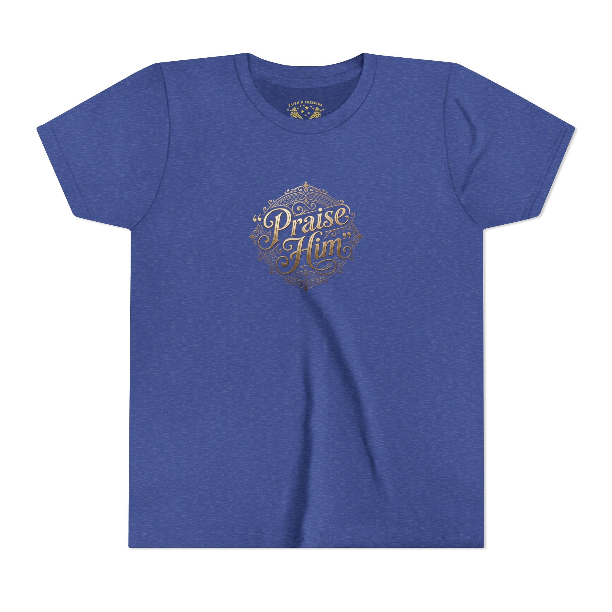Praise Him Psalms 34:1 Youth T-Shirt | Christian Kids Faith Tee | Inspirational Youth Apparel
